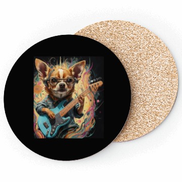 Discover Chihuahua Playing Guitar Coasters