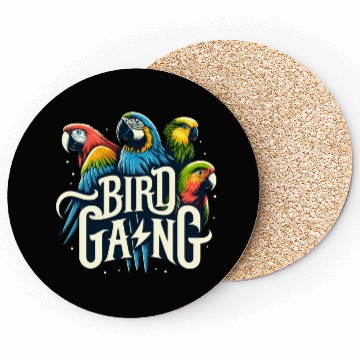 Discover Bird Gang Parrot Funny Birder Flock Owner Macaw Coasters