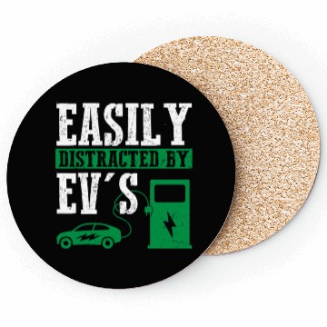 Discover Easily Distracted By EV's Electric Car EV Driver Coasters