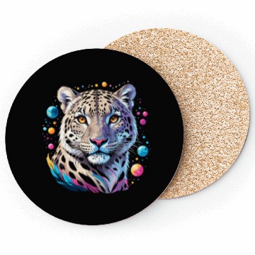 Discover Cosmic Leopard Portrait in Space Coasters