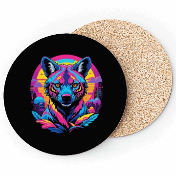 Discover Neon Wild - Urban Hyena Portrait Coasters