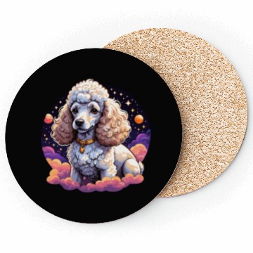Discover Celestial Poodle in Space Illustration Coasters