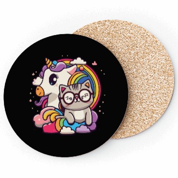 Discover cute cat and unicorn Coasters
