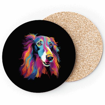 Discover Watercolor Colorful Russian Greyhound Coasters