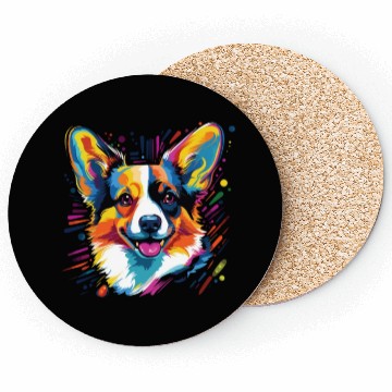 Discover Watercolor Colorful Corgi Coasters