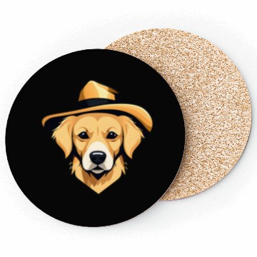 Discover Golden Retriever with Safari Hat Coasters