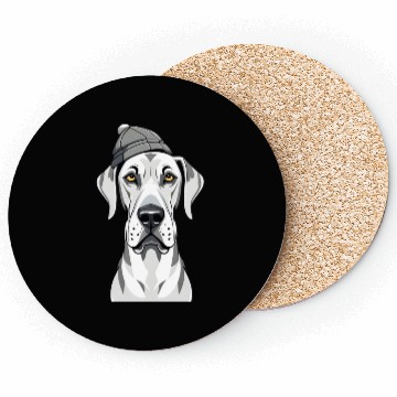Discover Funny Great Dane with cap Coasters