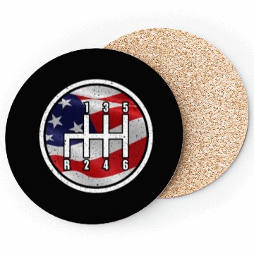 Discover American Flag Muscle Car 6 Gears Knob Car Mechanic Coasters