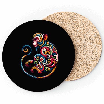 Discover Elegant Monkey Chinese Zodiac Artistic Coasters