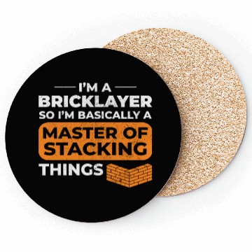 Discover Master of Stacking Humorous Bricklayer Brick Mason Coasters