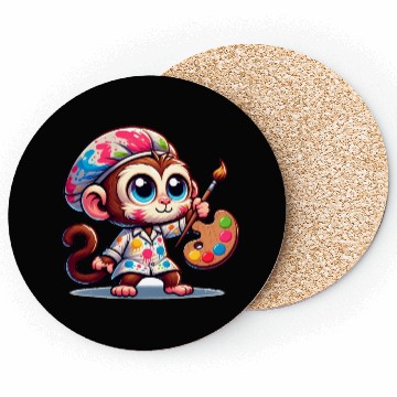Discover Cute Monkey Artist Coasters
