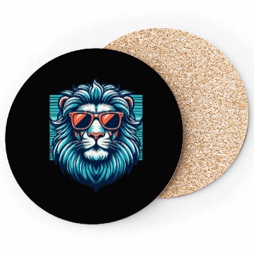 Discover Chill Monarch - Lion with Sunglasses Retro Coasters
