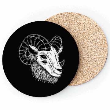 Discover Dark Devil Goat Horn Head Coasters