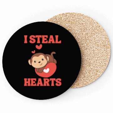Discover Monkey For Valentine's Day I Steal Hearts Coasters