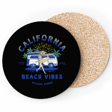 Discover California Beach Vibes Retro Camper Van Coasters