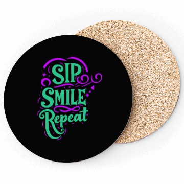 Discover typography Coasters design Sip Smile Repeat