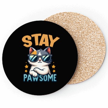 Discover Stay Pawsome Cat for a Cat owner cat lover Coasters