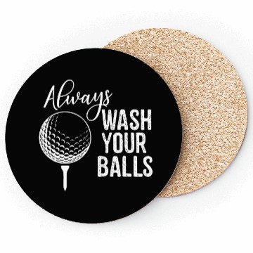 Discover Always Wash Your Balls Golf Coasters