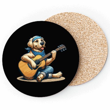 Discover Golden Retriever playing Guitar Coasters