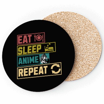 Discover Eat sleep anime repeat hobby Coasters