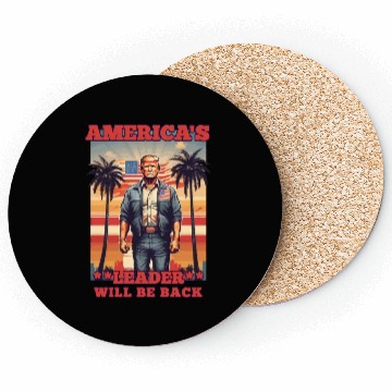 Discover AMERICA'S LEADER WILL BE BACK, DONALD TRUMP RETRO Coasters
