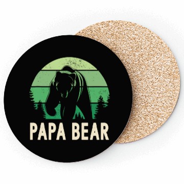 Discover Papa Bear Forest Green Retro Mens Coasters
