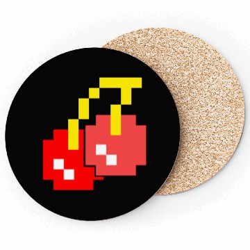 Discover 8 Bit Pixel Cherries 80s Video Game Halloween Coasters