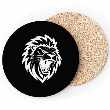 Discover Angry Lion Head Tattoo Style Elegant Mane Coasters