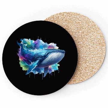 Discover Blue Whale Colourful background Coasters