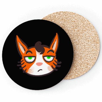 Discover Orange Grumpy Cat Green Eyes Coasters