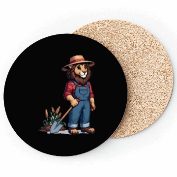 Discover Cute Lion Farmer Coasters