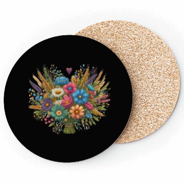 Discover Bouquet of Wildflowers in Beautiful Rustic Colors Coasters