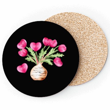 Discover Turnip Love Bouquet Heart Flowers Valentine's Day Coasters