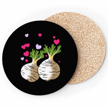 Discover Turnip Love Hearts Valentine's Day Coasters