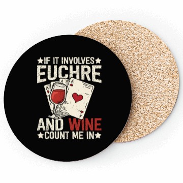 Discover Euchre card game wine funny euchre Coasters
