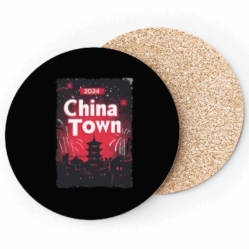 Discover ChinaTown Ignites: Synthwave Red & Black Shiluette Coasters