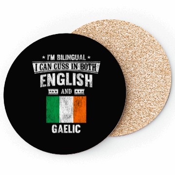 Discover Cuss In Both English and Gaelic Funny Ireland Flag Coasters