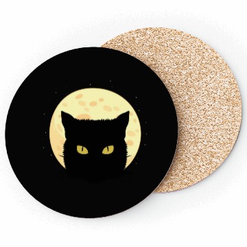 Discover Cat Full Moon Cat Owner Gift Coasters