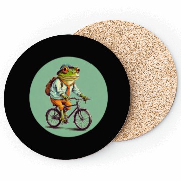 Discover Frog Riding Bike Coasters