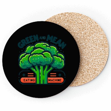 Discover Broccoli: Green and Mean Eating Machine Coasters