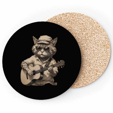 Discover Cat Playing Guitar Coasters