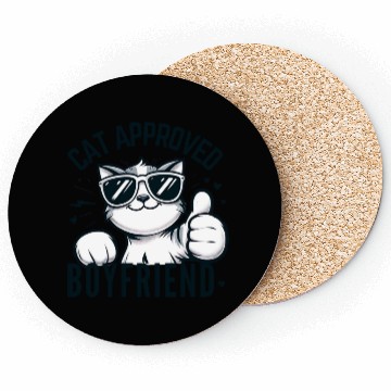 Discover Cat Approved Boyfriend Graphic Coasters