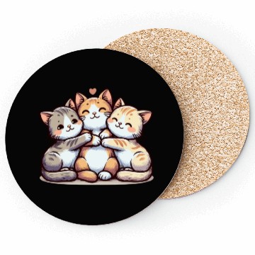 Discover Fluffy Cat Cuddles Coasters