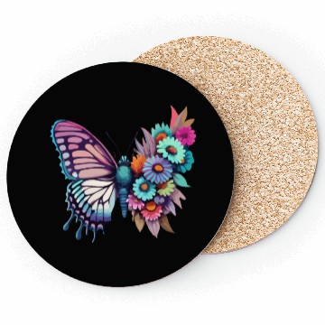 Discover Metamorphora Butterfly Nature Flowers Branches Coasters