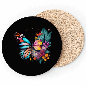 Discover Metamorphora Butterfly Nature Flowers Branches Coasters