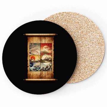 Discover Winter Autumn Season Scenery Papyrus Scroll Coasters