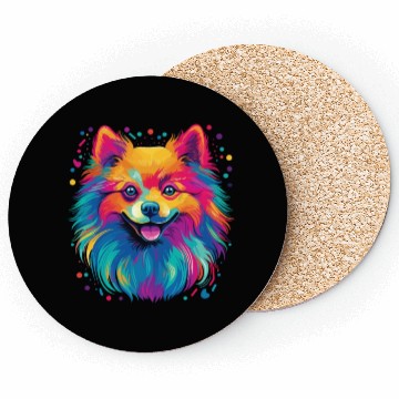Discover Watercolor Colorful Pomeranian Coasters