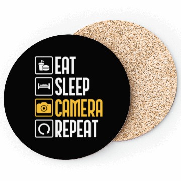 Discover Eat Sleep Camera Repeat Photography Photographer Coasters