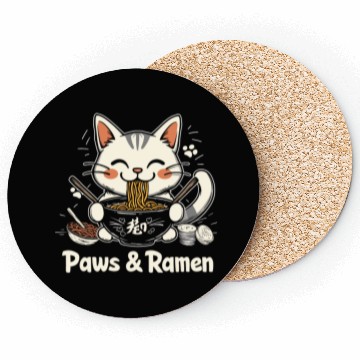 Discover Funny Cat Paws and Ramen Kawai Coasters