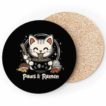 Discover Funny Cat Paws and Ramen Kawai Coasters